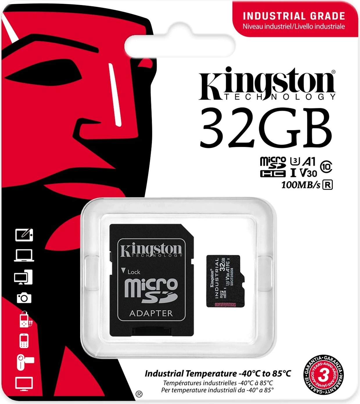 Kartelë memorje Kingston Industrial microSDHC 32GB Class 10 A1 me adapter SD