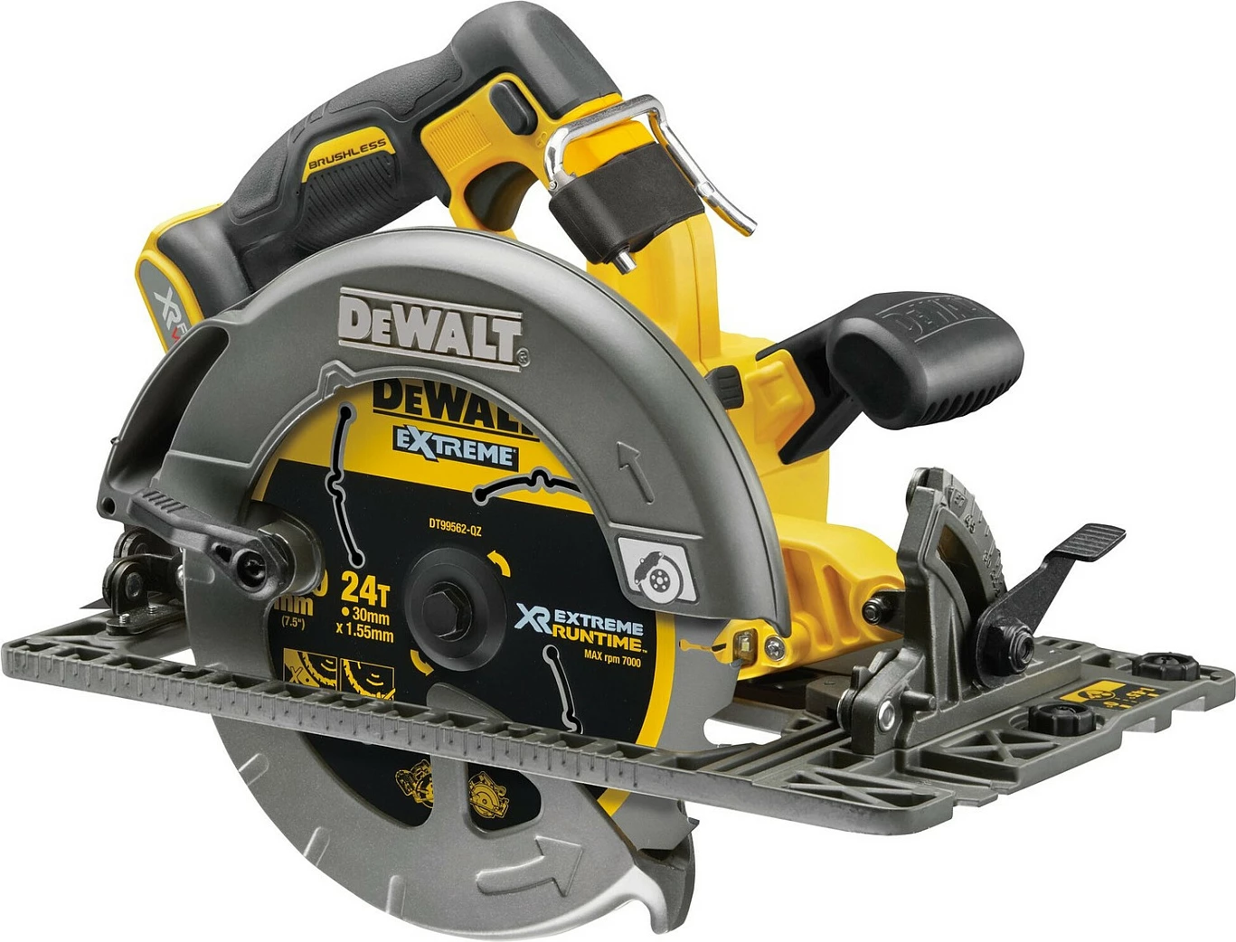 Sharrë rrethore DeWALT Flexvolt, 54V, brushless, 19cm, me dritë, verdhë