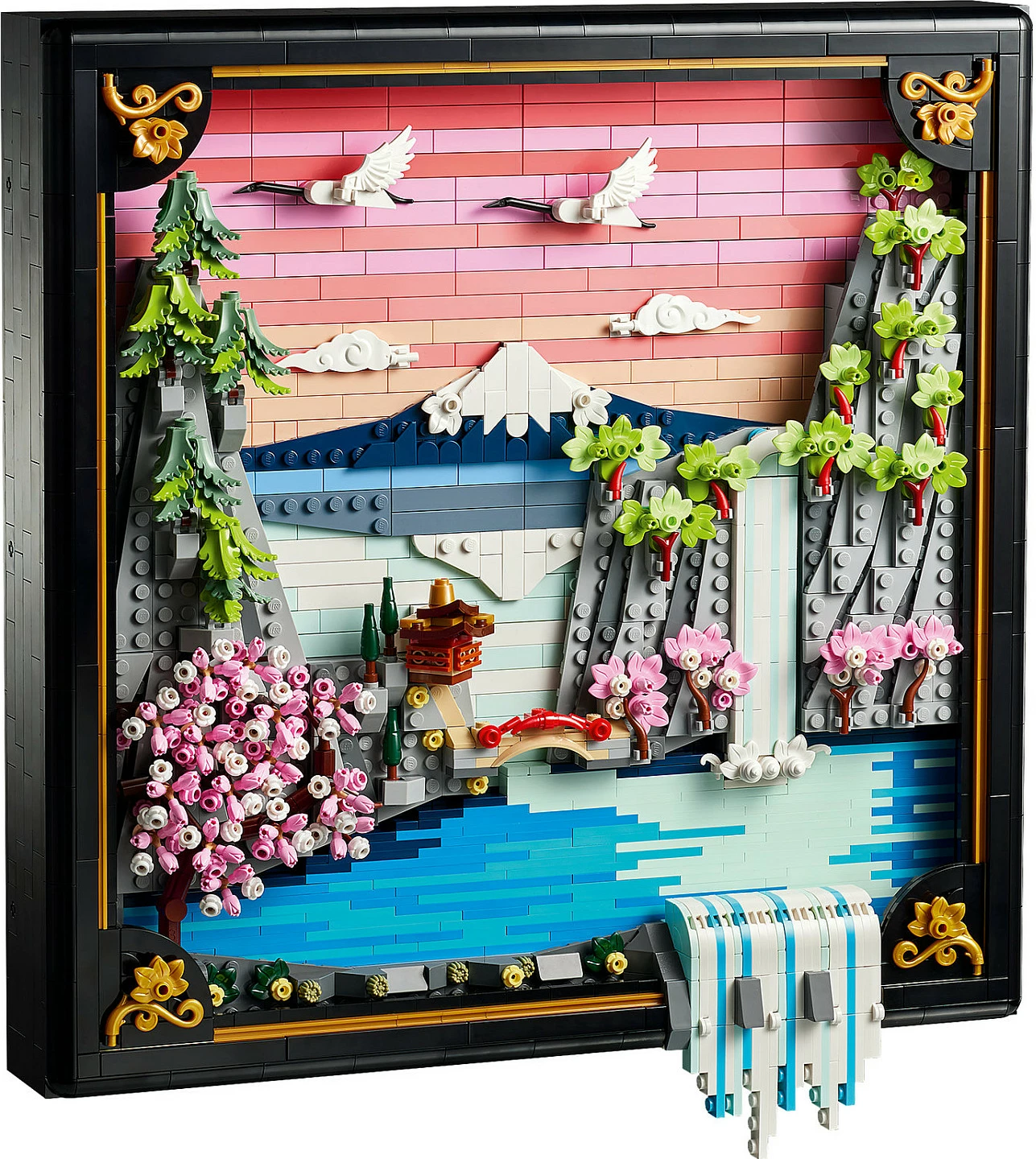 Set ndërtimi LEGO Art 31218 Japanese Cherry Blossom Landscape, 1892 copë, dekor muri 3D, Multikolor