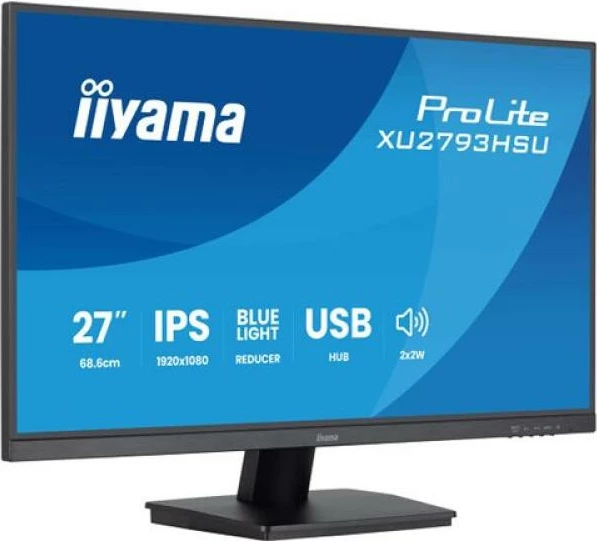 Monitor, iiyama, ProLite XU2793HSU-B7, 27" IPS Full HD 100Hz AdaptiveSync, USB hub, altoparlantë, e zezë