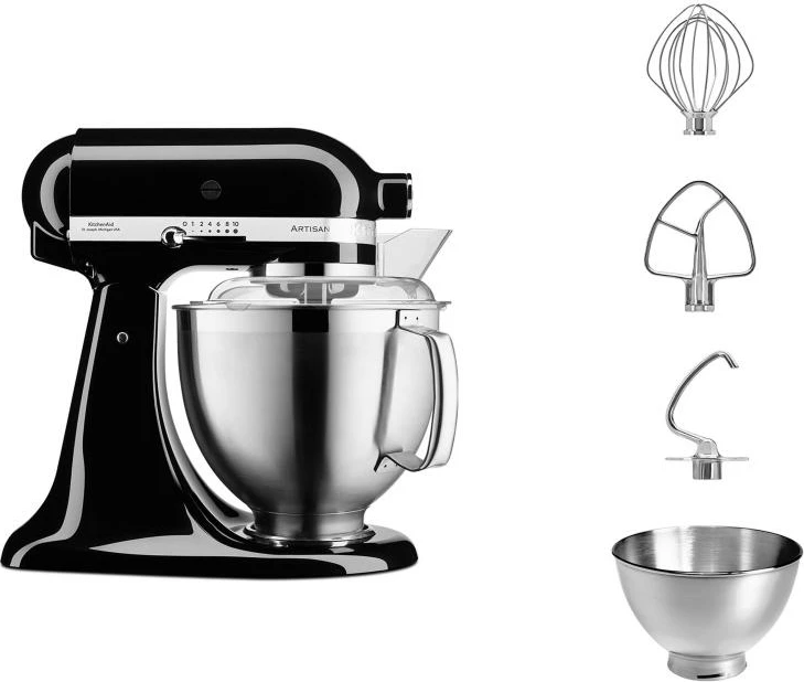 Mikser kuzhine KitchenAid Artisan 5KSM185PSEOB 4.8L, zi (Onyx Black), set me 2 enë