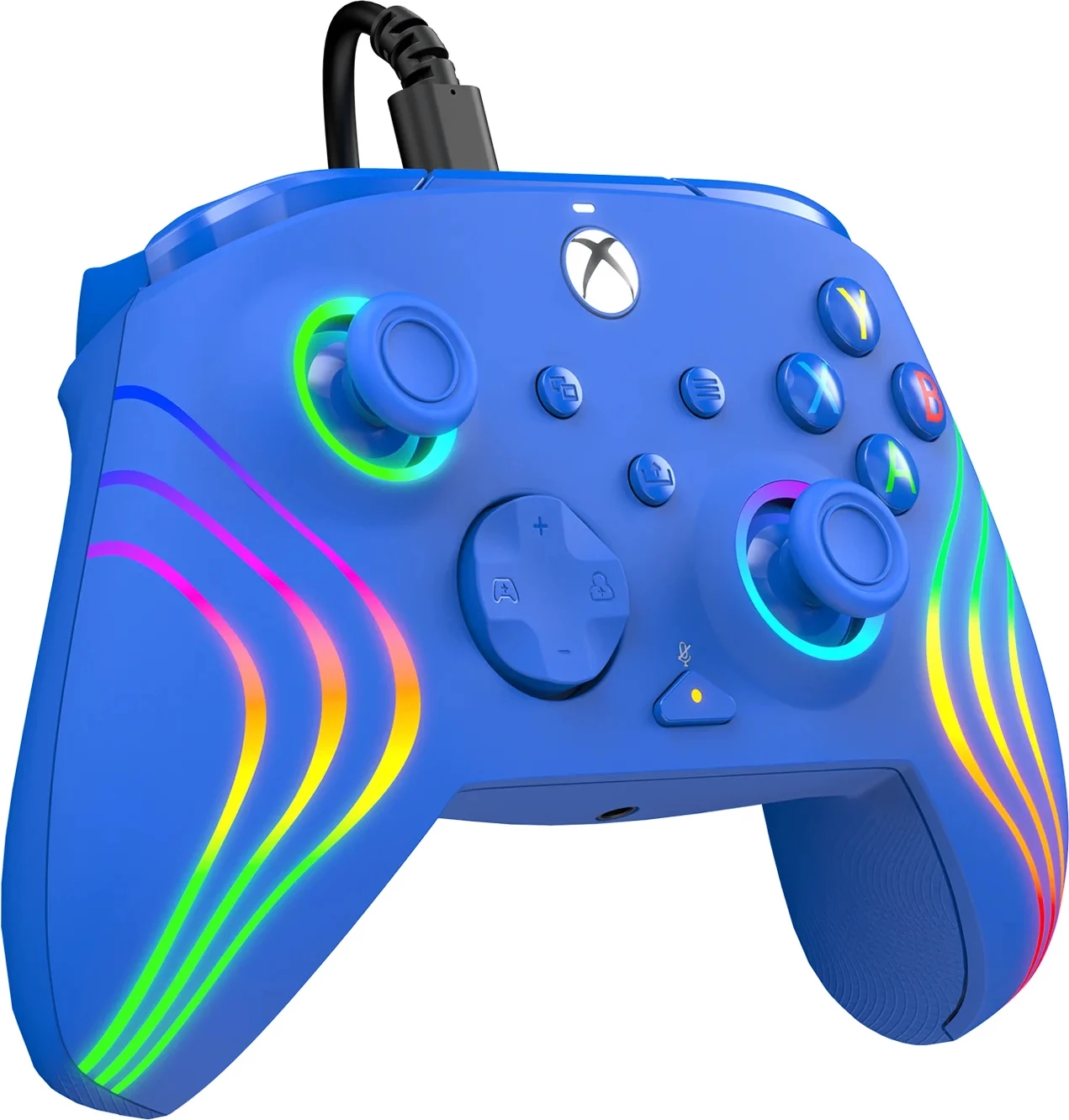 Kontroller me kabllo PDP Afterglow Wave për Xbox/PC, RGB, USB-C, kabllo 2.4 m, blu