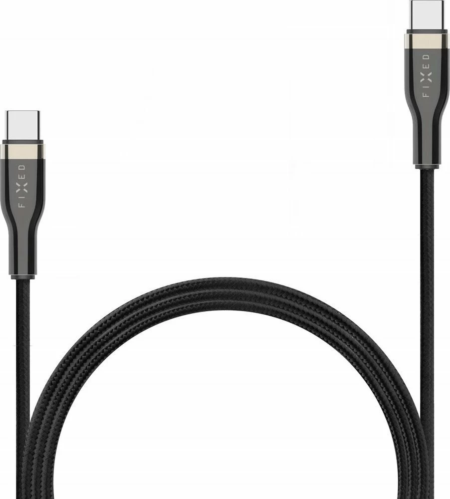 Kabllo USB-C Fixed FIXDB-CC12-BK 1.2m 100W e thurur, e zezë, me organizues ngjitës dhe shirit Velcro
