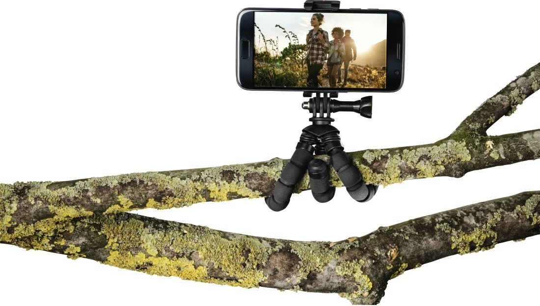 Tripod fleksibil Hama 2-në-1, 14cm, për smartfona dhe GoPro, zi