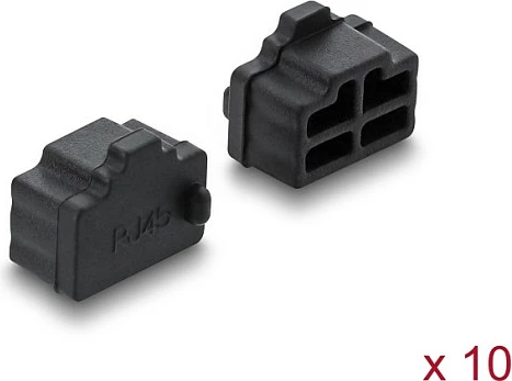 Kapak mbrojtës pluhuri për RJ45 DeLOCK, silikon, 10 copë, i zi