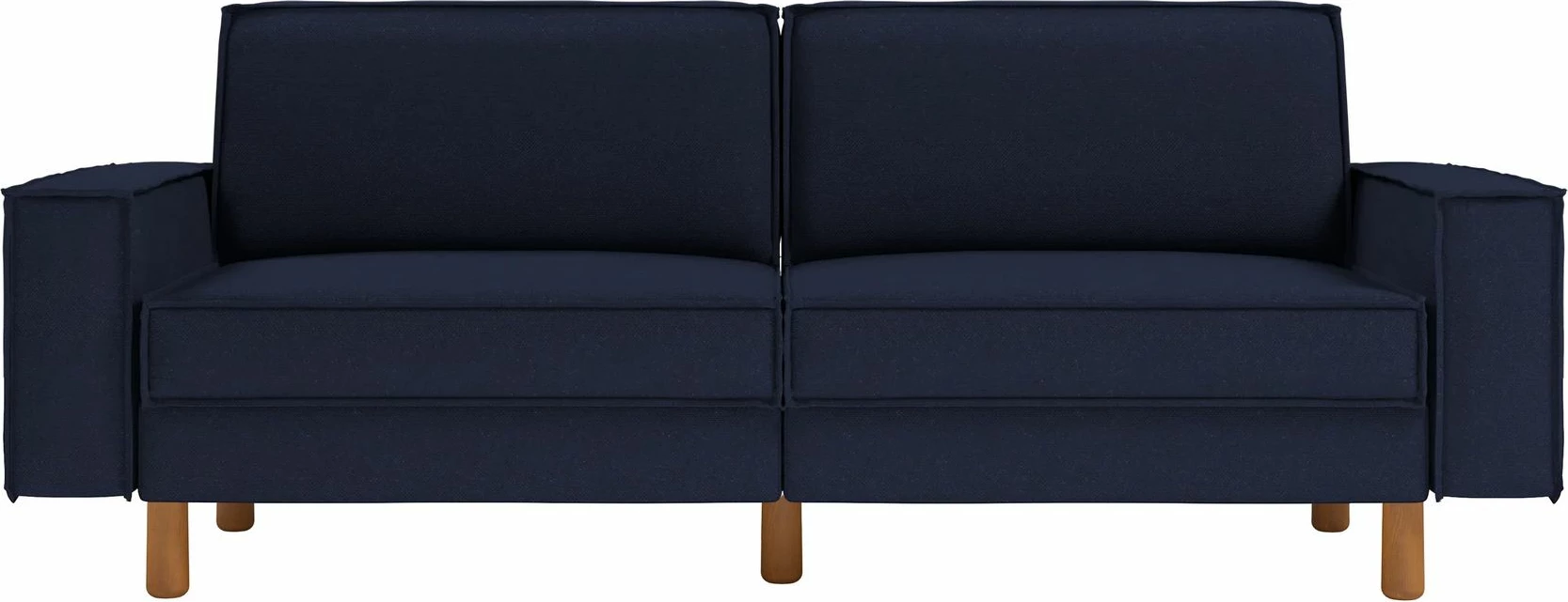 Divan treshe Atelier del Sofa, ngjyrë blu nate, këmbë dru arre