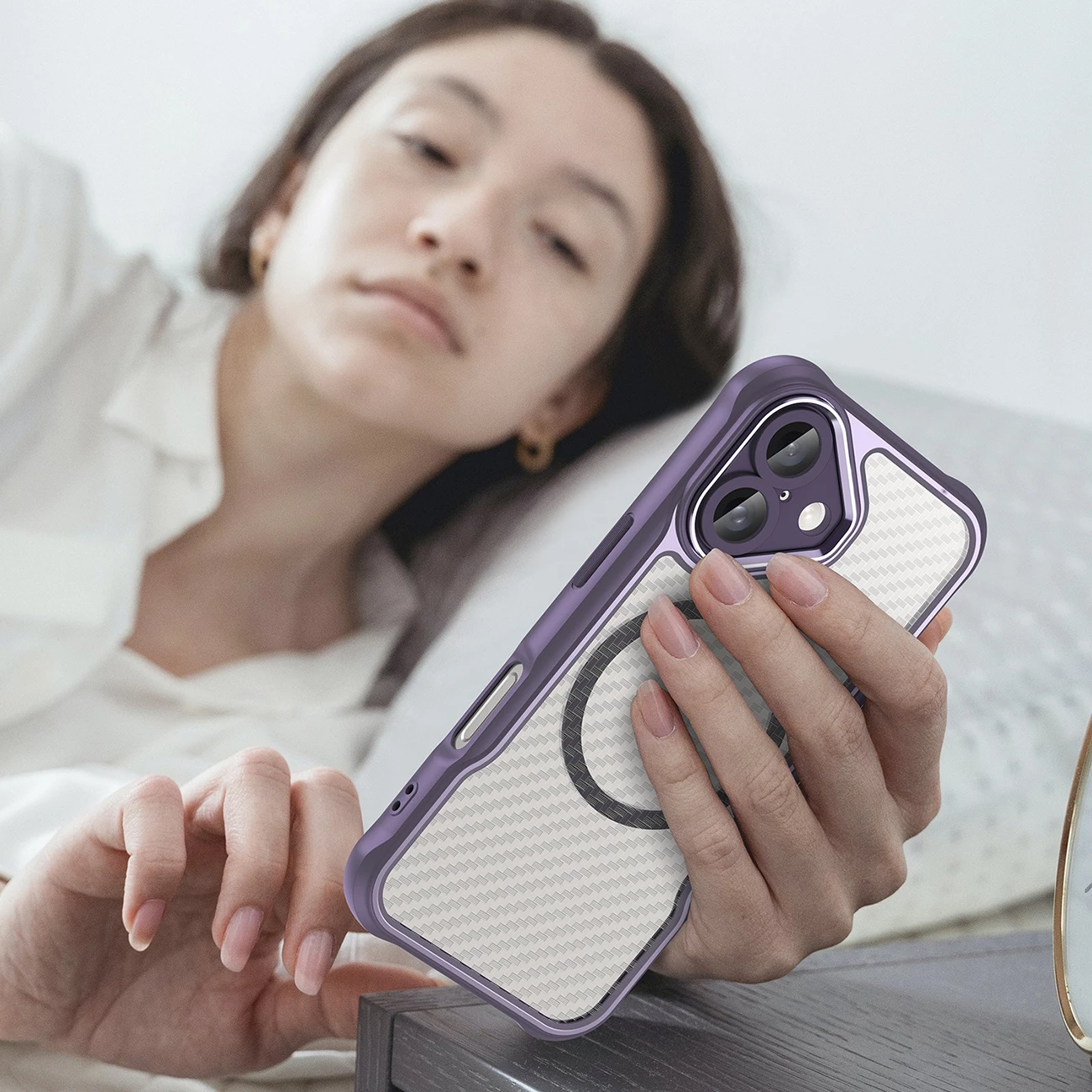 Mbështjellës Hurtel Leading Series MagSafe për iPhone 16, TPU, Vjollcë