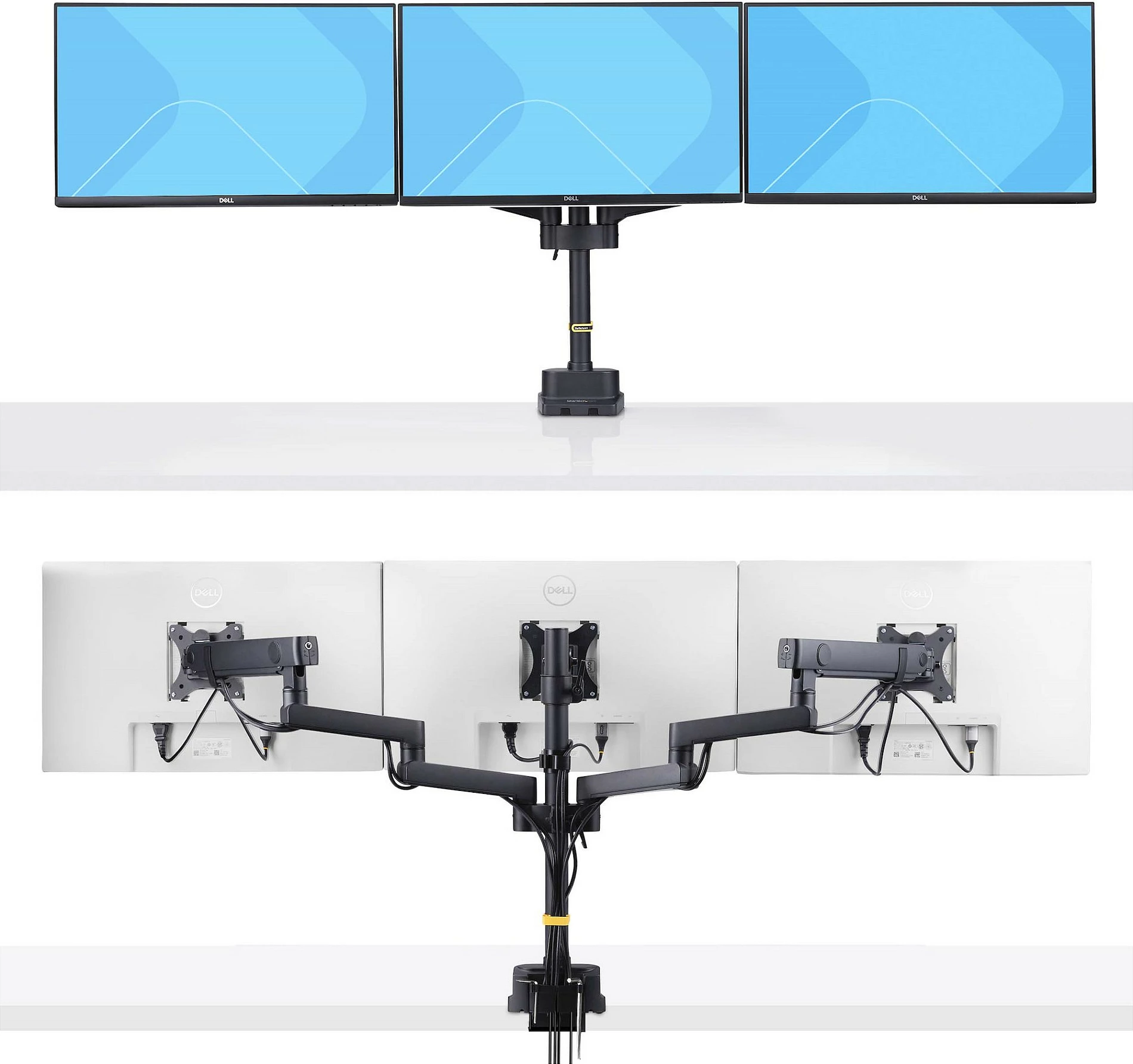 Mbajtëse tavoline për 3 monitorë StarTech, deri 27", VESA 75x75/100x100, clamp/grommet, e zezë