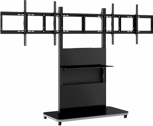 Mbajtëse dyshemeje për 2 TV Hagor Pro-Tower L Dual 55"-65", 2x55 kg, VESA 200x200-600x400, e zezë