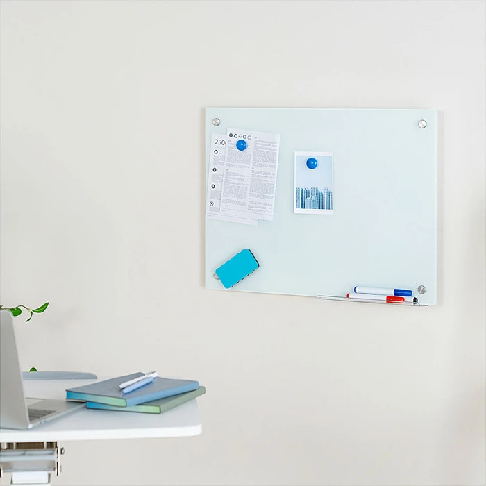 Tabelë Whiteboard LogiLink, qelq, montim në mur, 60x45cm, e bardhë