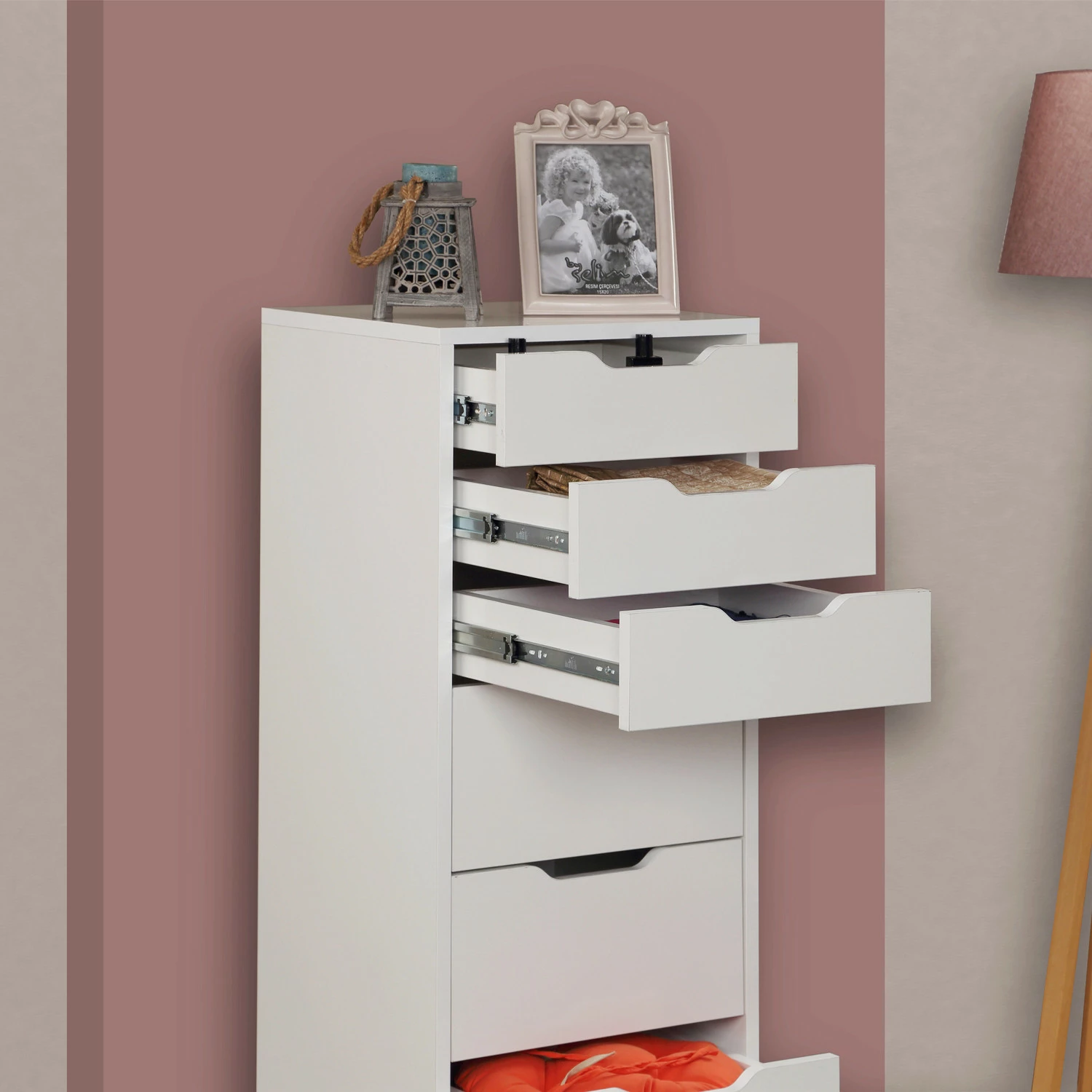 Komodë Hanah Home Flow, ngjyrë e bardhë shkëlqyese