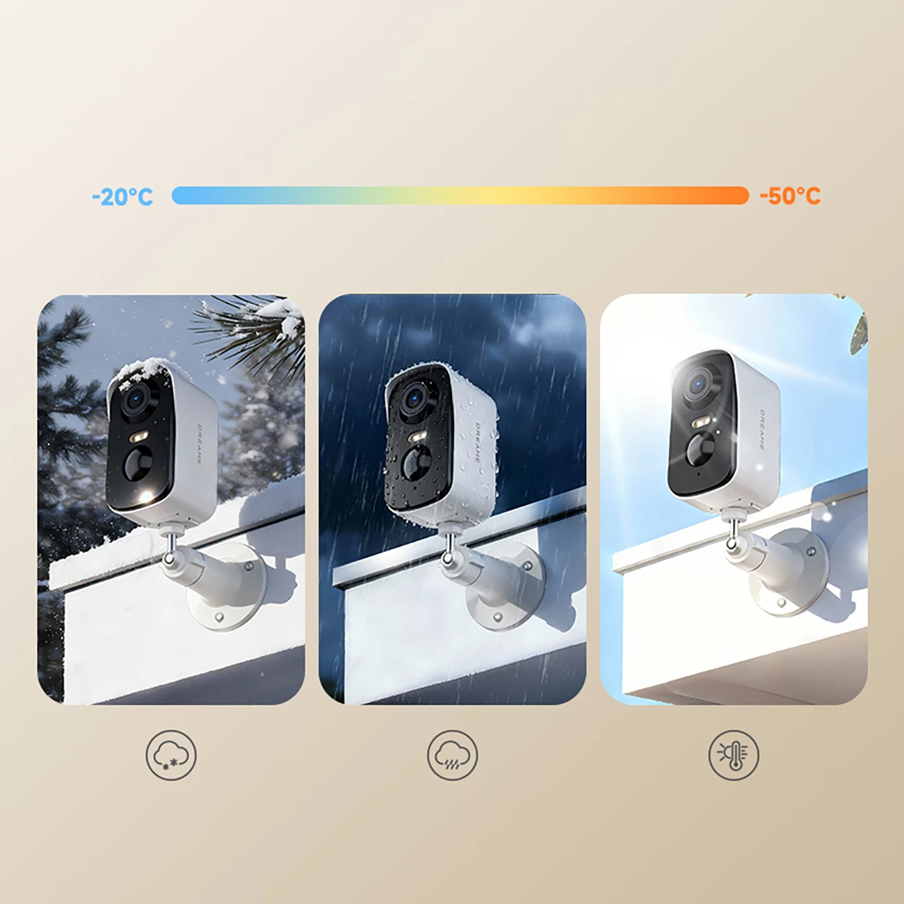 Kamerë sigurie e jashtme Dreame NAVO Care SE 1 OutCam 2.5K 4MP, Wi‑Fi 6, bateri 5200mAh, me panel solar 2W, IP65, e bardhë