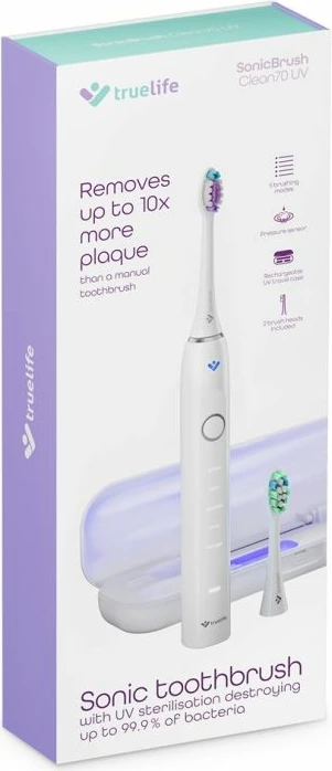 Furçë dhëmbësh sonic TrueLife SonicBrush Clean70 UV, e bardhë