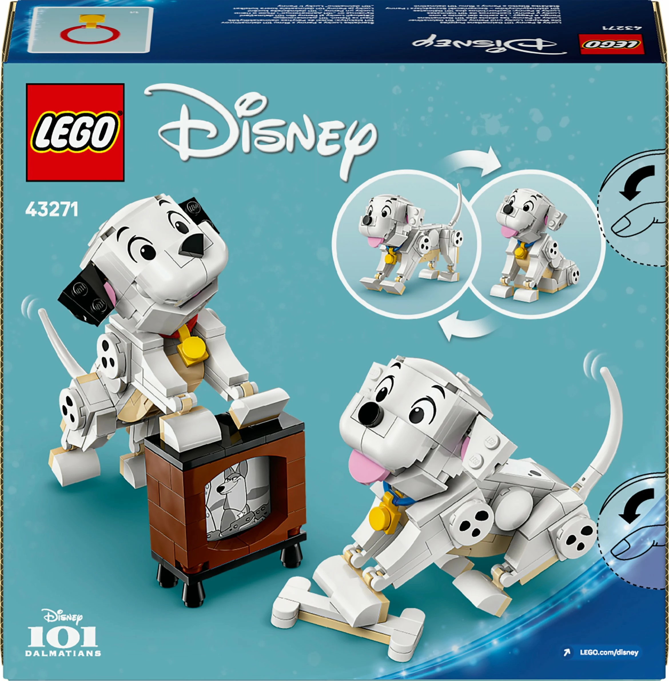 Set LEGO Disney 43271 Lucky & Penny 101 Dalmatians, 268 pjesë
