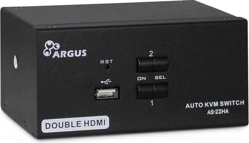 Switch KVM Inter-Tech Argus AS-22HA, HDMI, USB, për 2 kompjuterë, i zi