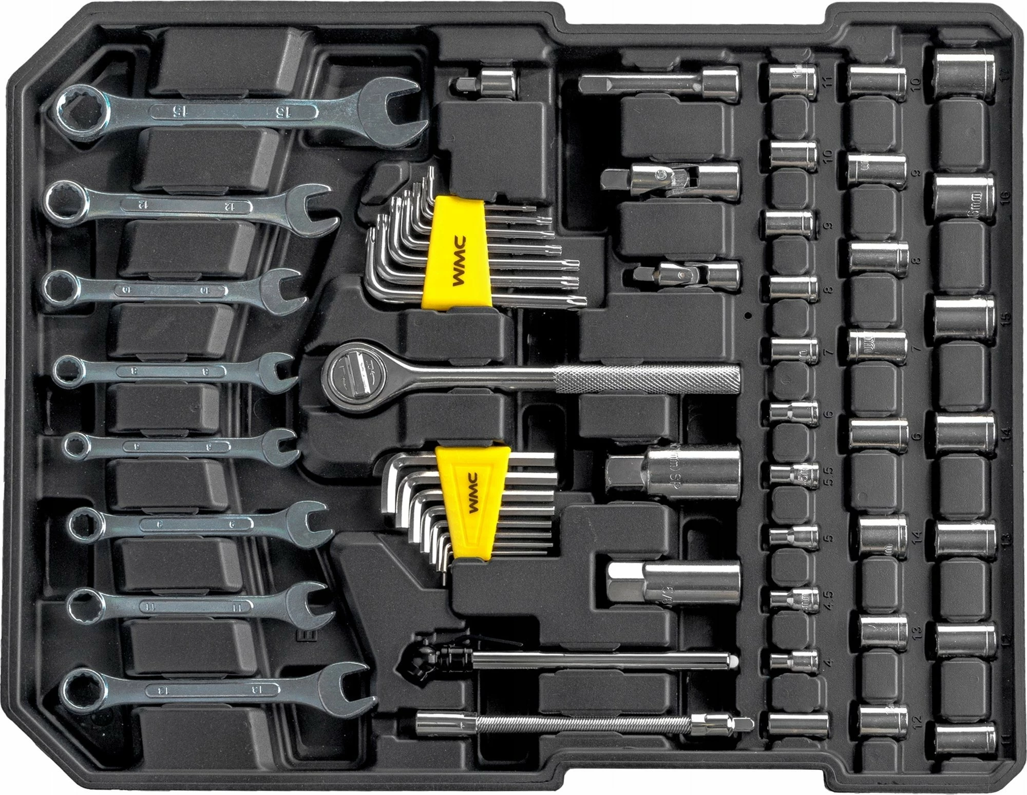 Set veglash WMC WMC-186-3 186 copë, zi/verdhe, në valixhe