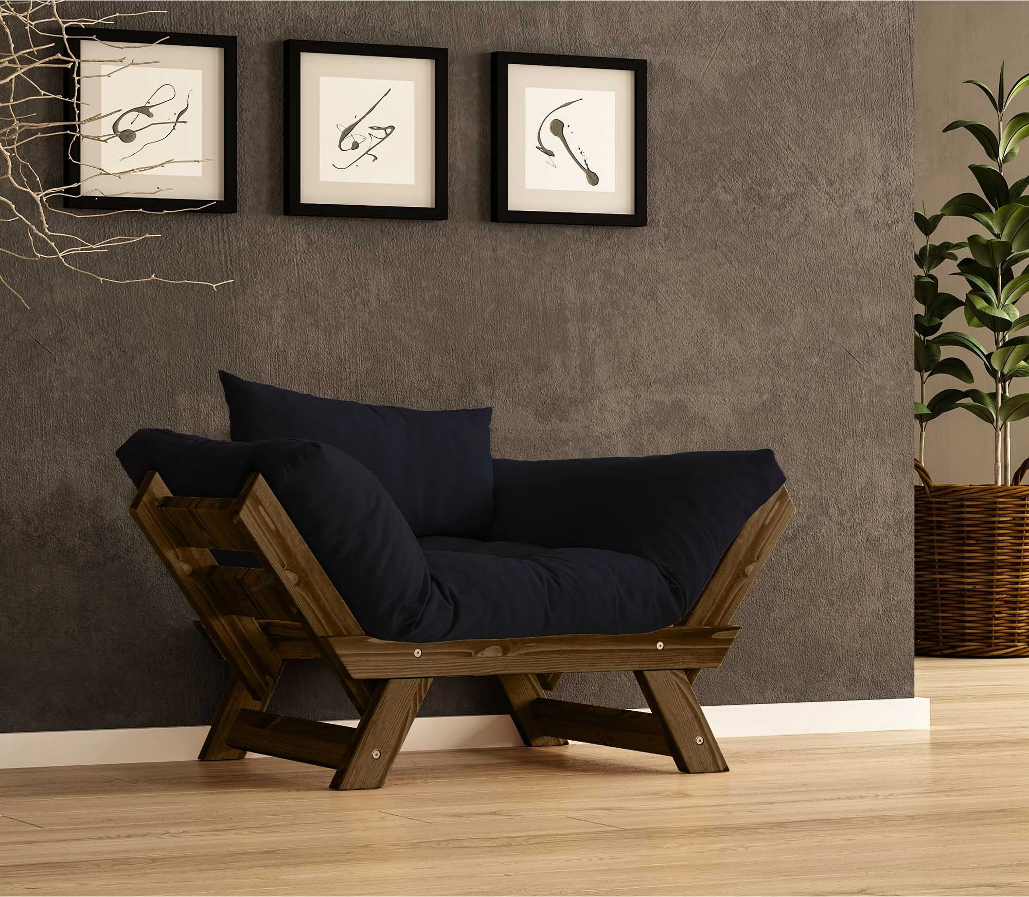 Karrige për kopsht, një vend, Skye Decor, CPT8139-140, ngjyrë arre dhe e zezë