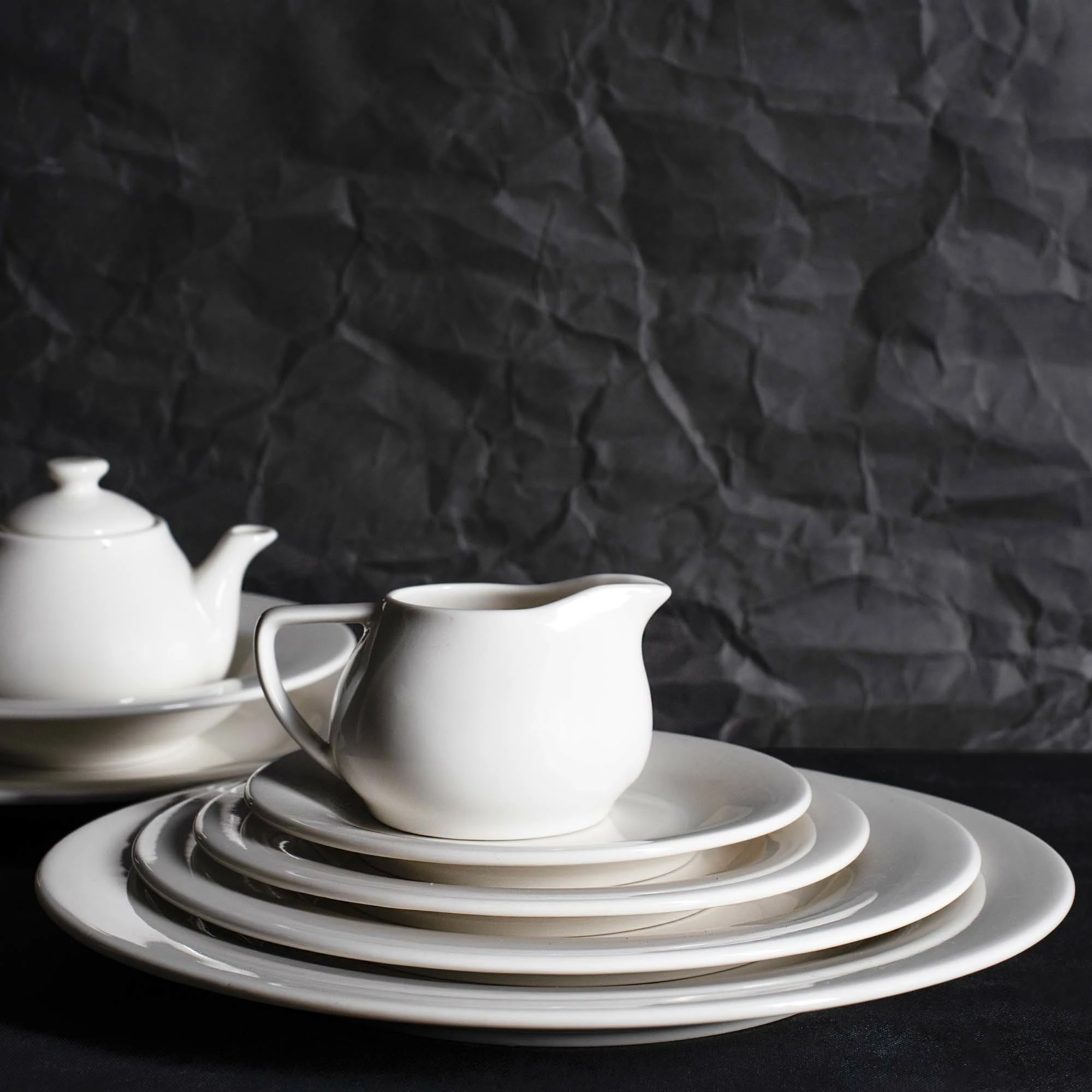 Pjatë porcelani me buzë të sheshtë, Porland Dove, Ø240 mm, krem, set 6 copë