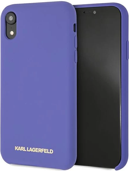 Mbështjellës Karl Lagerfeld për iPhone XR, silikon, vjollcë