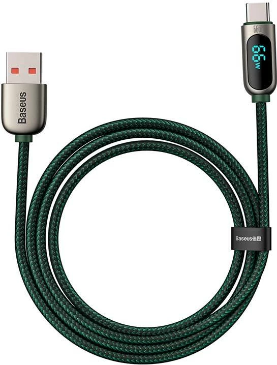 Kabllo Baseus Display USB në USB-C, 2m, 66W, e gjelbër