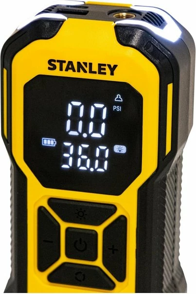 Kompresor makine Stanley SXIF0101 12 V, 10 bar, me bateri Li-Ion, power bank, i verdhë/zi, me set aksesorësh + çantë