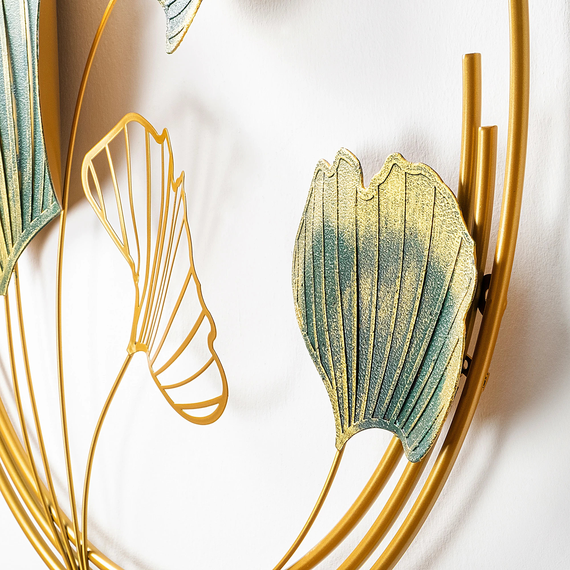 Aksesor dekorativ metalik për mur, Wallity Hancheng, ngjyrë e gjelbër dhe ari, 50x50x7cm