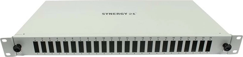 Panel patch fibra optike Synergy21, 19" 1U, 24x SC Duplex/LC Quad, pa kuplunga, gri e çelët