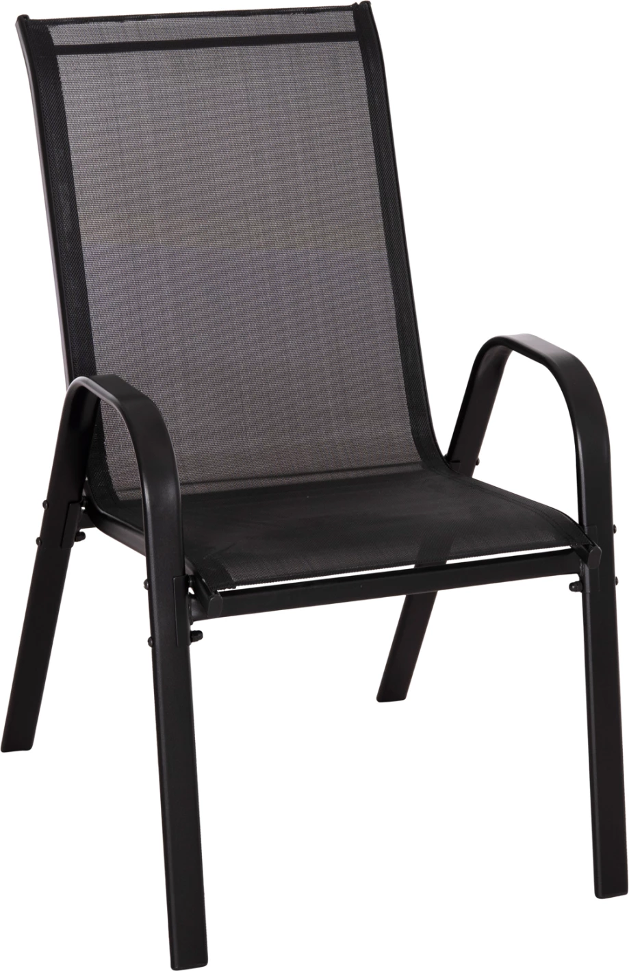 Karrige për jashtë LEON FH5000.43, kornizë metalike e zezë & textilene, set prej 4 copash, 55x70x91Hcm
