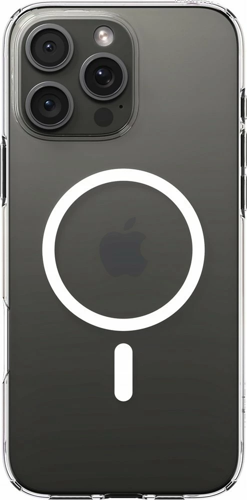 Mbështjellës Spigen Liquid Crystal Mag për iPhone 16 Pro Max, MagSafe, TPU, Transparent (unazë magnetike e bardhë)