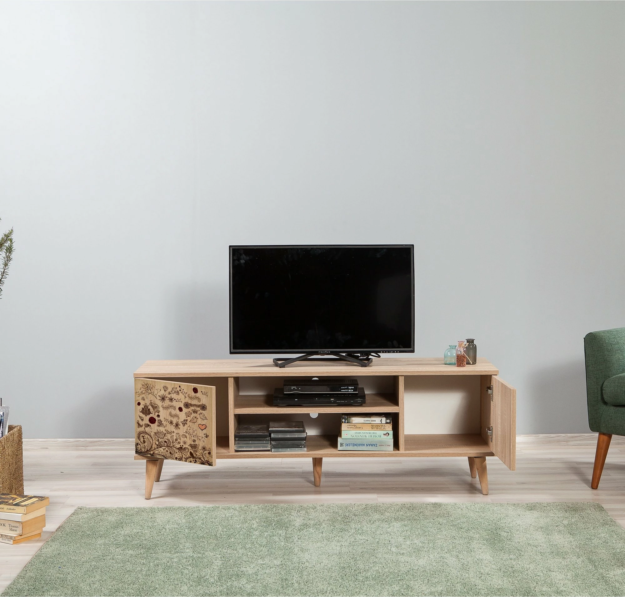Komodë për TV Truva, ngjyrë lisi Sonoma, Hanah Home, 140x50x40 cm