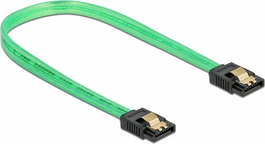 Kabll SATA DeLOCK SATA III 0.2 m, 6 Gb/s, UV glow, jeshile