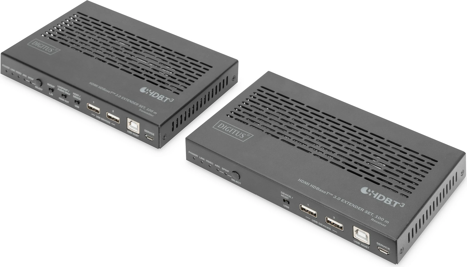 HDMI Extender Digitus HDBaseT 3.0 Set, transmetues & pranues, 100m, Cat6a, e zezë