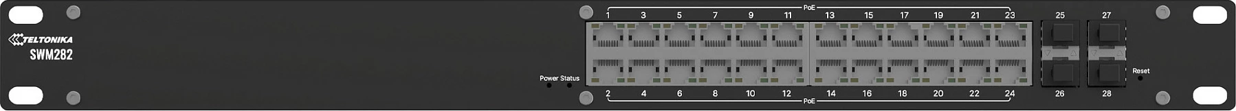 Switch Teltonika SWM282, Managed L2+, 24x Gigabit PoE+, 4x SFP, Rack mounting