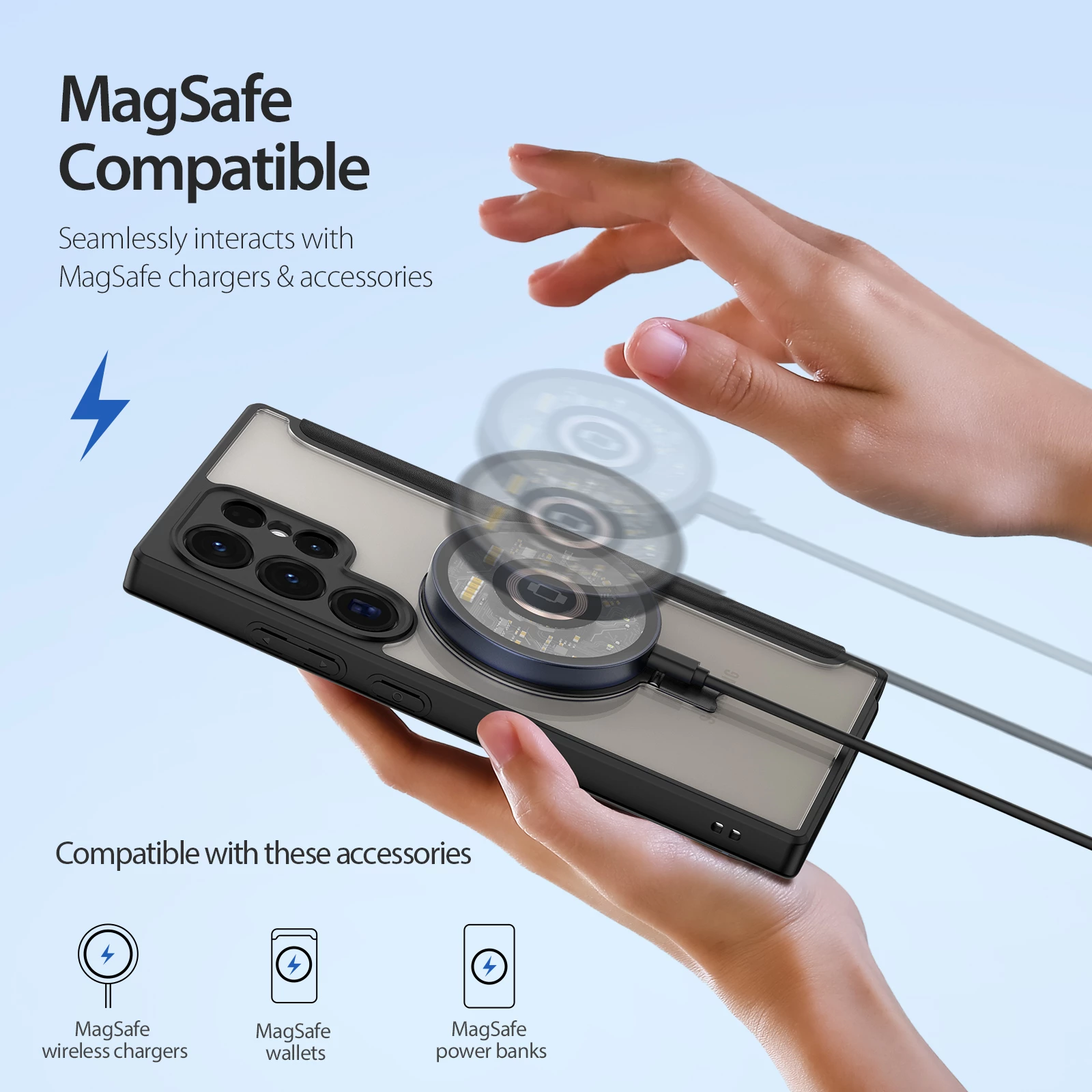 Mbështjellës Dux Ducis Skin X Pro me kapak dhe unazë magnetike për Samsung S24 Ultra, i zi