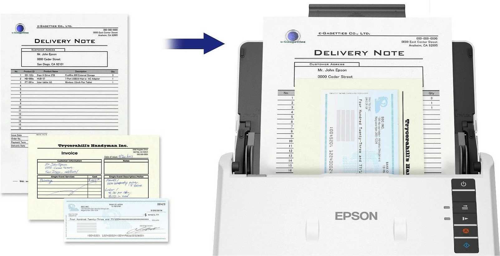 Skaner dokumentesh Epson WorkForce DS-530III, ADF, skanim dyanshëm, bardhë/gri