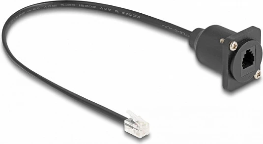 Kabllo DeLOCK D-Type RJ10 mashkull-në-femër, 30 cm, e zezë
