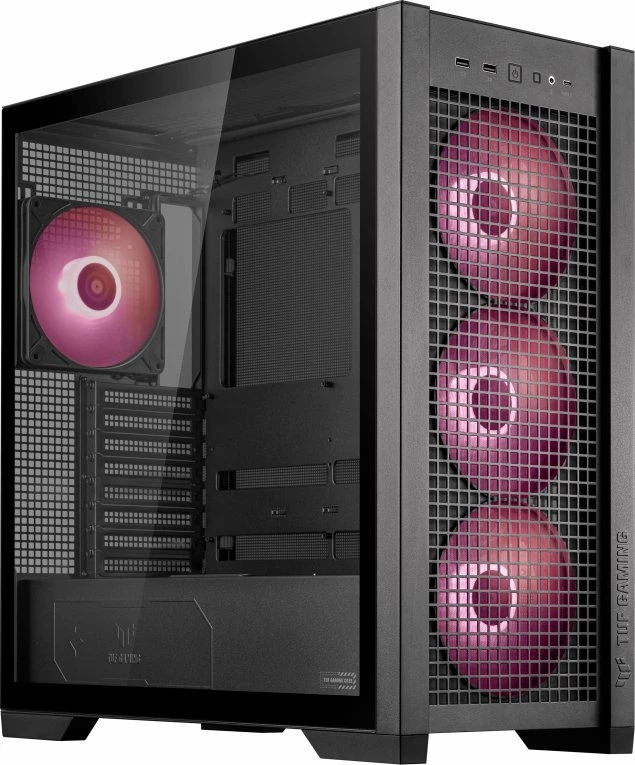 Kasë Asus TUF Gaming GT302 TG ARGB (90DC00I0-B19000), Midi Tower, e-ATX/ATX/mATX/Mini-ITX, me 4 ventilatorë ARGB 140mm, e zezë