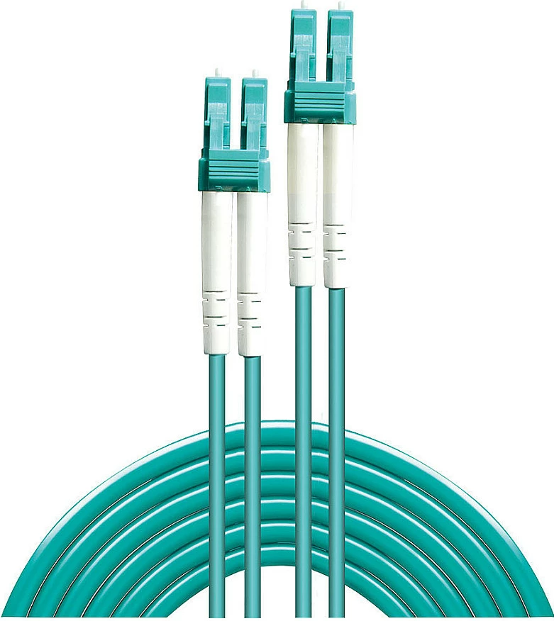 Kabllo patch fibre optike LINDY LC-LC OM3 15 m, full duplex, turkeze