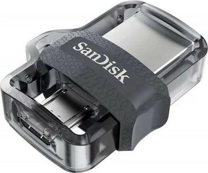 Pendrive SanDisk Ultra Dual Drive m3.0, 128GB, USB 3.0/microUSB, Gri/Argjend