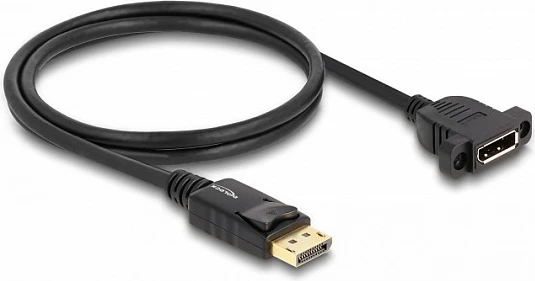 Kabllo DisplayPort DeLOCK 1.4, 1 m, 8K 30 Hz, mashkull-në-femër panel-mount, e zezë