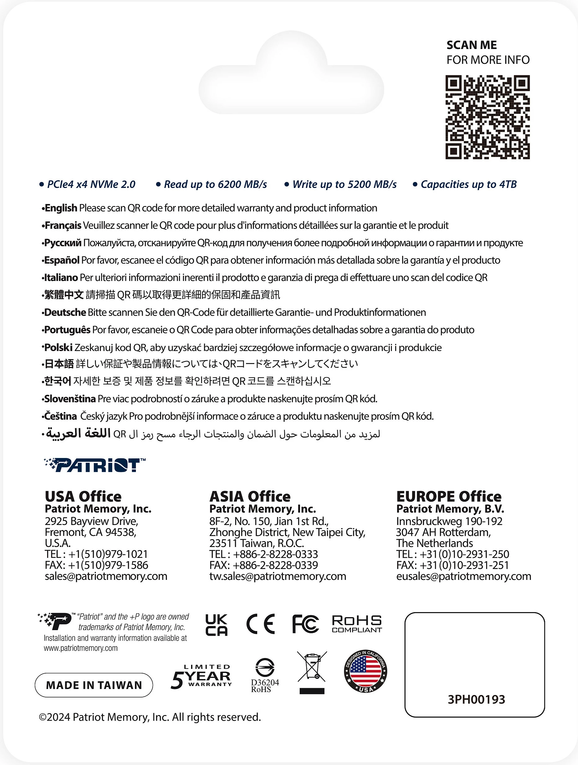 SSD Patriot P400 V4 2TB, M.2 NVMe PCIe 4.0 x4 2280, e zezë