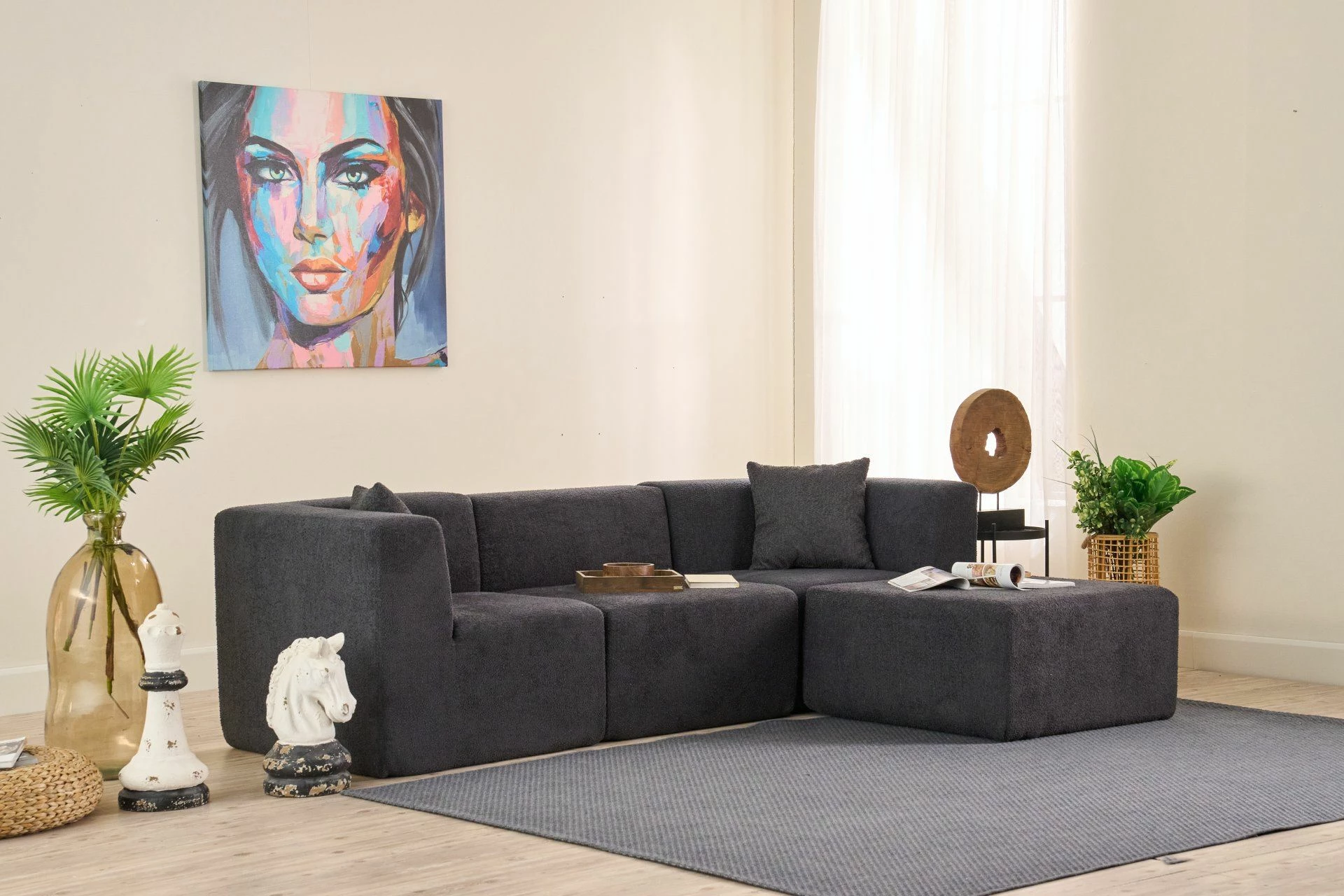 Këndare Atelier del Sofa, ngjyrë antracit, Raks