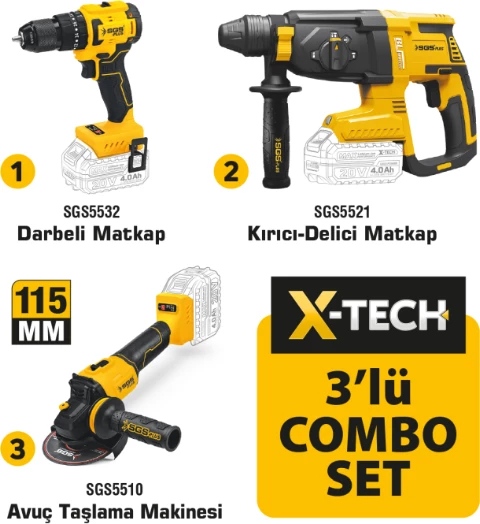 X-Tech Set 3pcs Aku, Trapan, Fleks, 2 Bateri + Adapter SGS5450