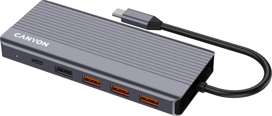Hub USB-C CANYON DS-16 13n1 4K me Power Delivery, gri