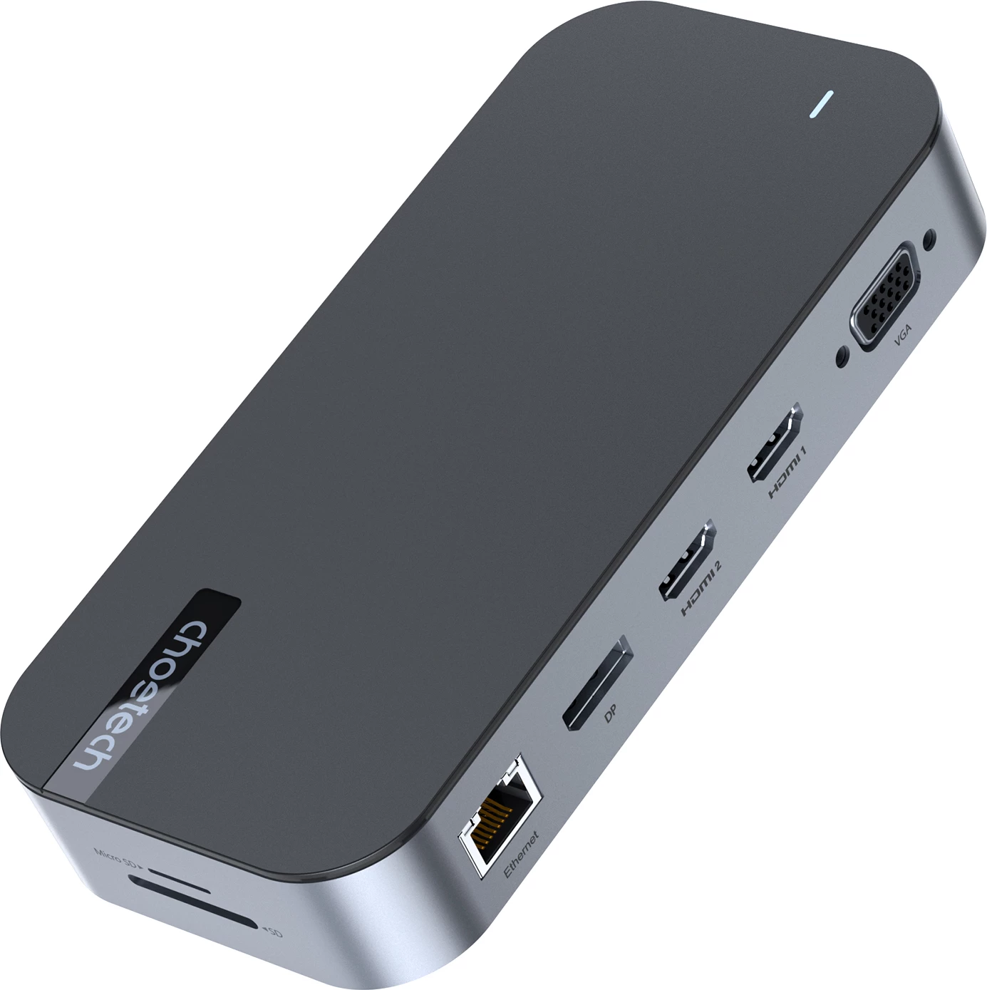 Kasë Choetech HUB-M52, USB-C, HDMI, VGA, DP, SD, RJ45, Gri