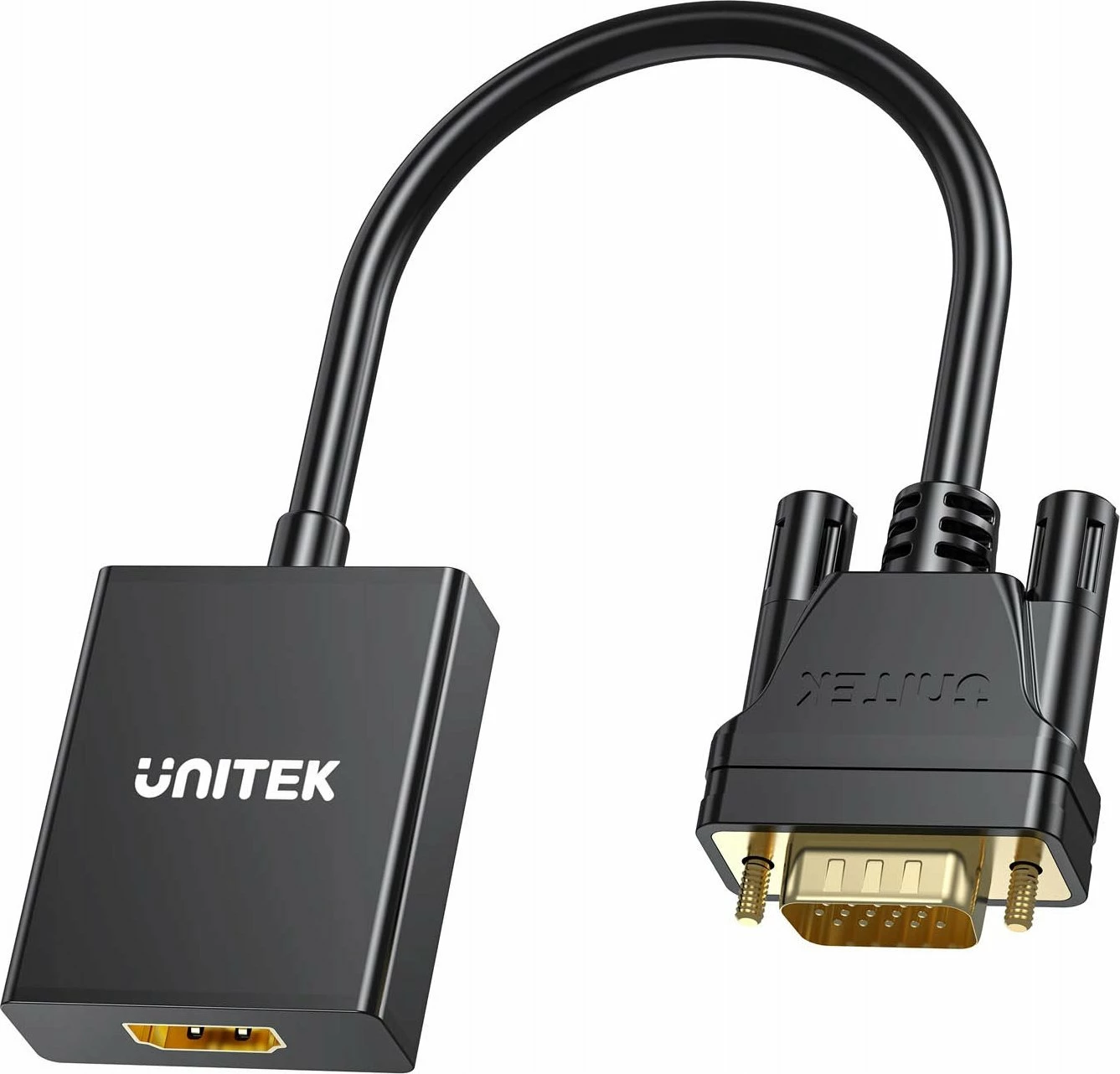 Adapter VGA në HDMI Unitek V1112ABK01 Full HD 1080p 60Hz 15cm me audio 3.5mm, i zi, set me kabllo