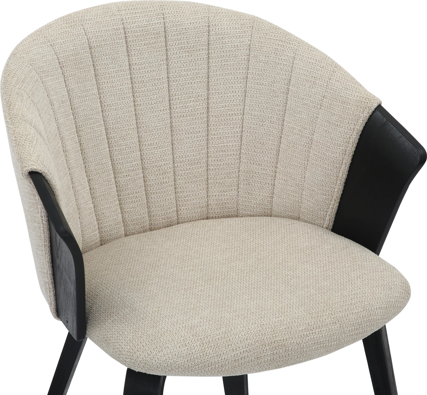 Karrige për ngrënie JESPER FH9977.02, kornizë prej druri, pëlhurë e zezë-ekru, 61x54x74H cm