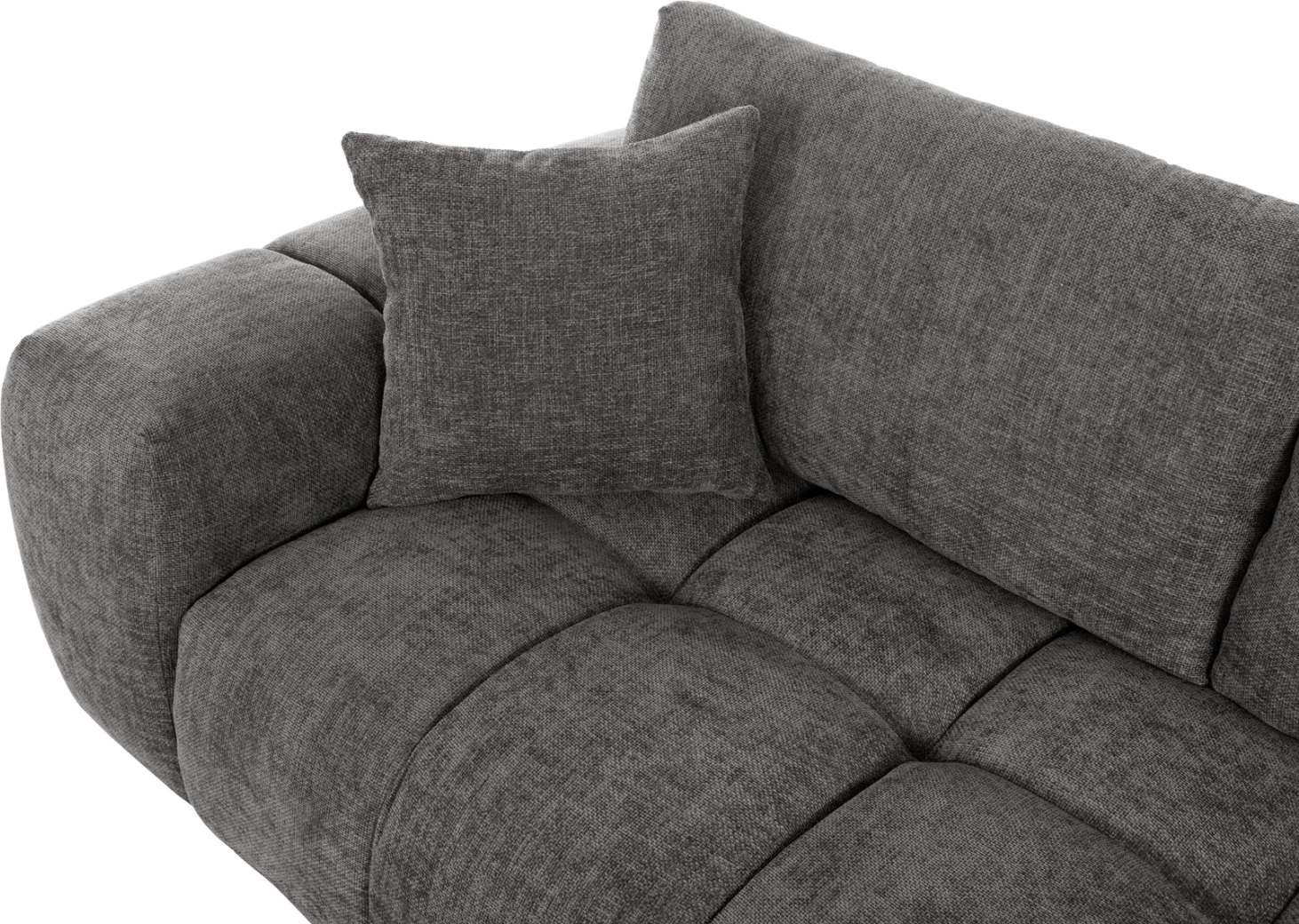 Këndi i divanit (djathtas) COVEN FH3266.03R, pëlhurë gri e errët, 298x102-208x85H cm