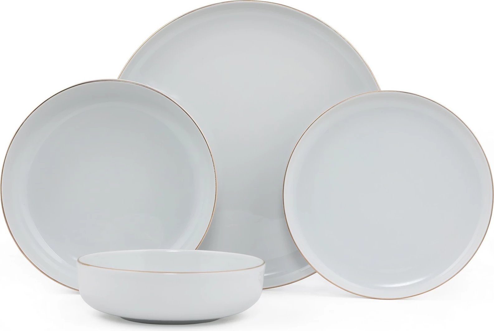 Set enësh për drekë (24 copë), Hermia Concept, MOD24Y220, ngjyrë ari dhe e bardhë