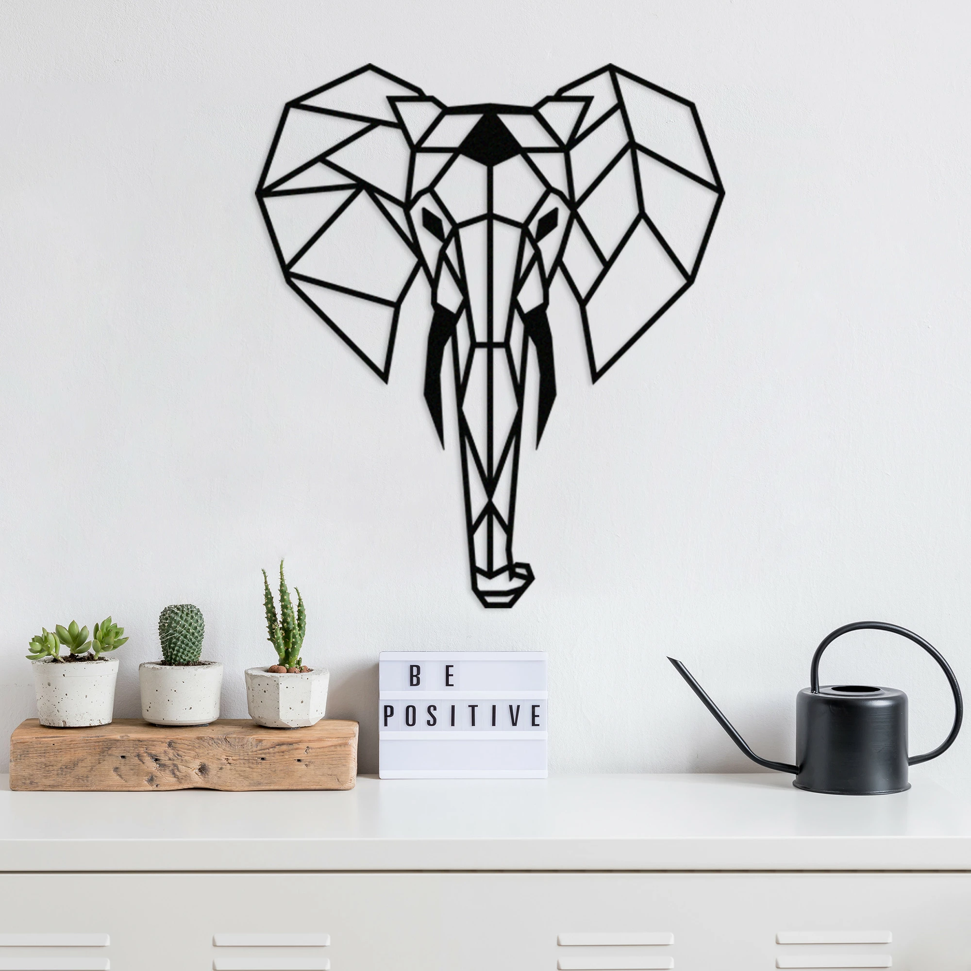 Dekor metalik për mur, elefant, ngjyrë e zezë, Wallity, 45x52cm
